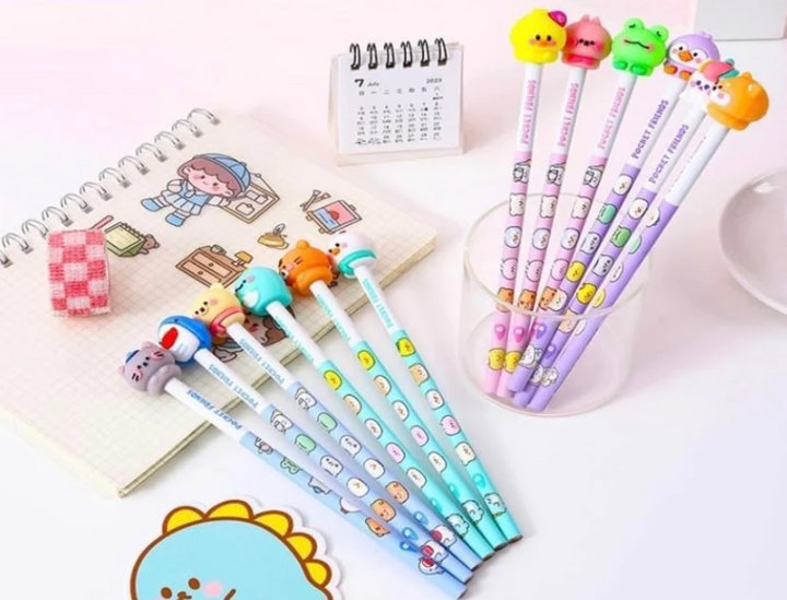 Cartoon Pencil With Eraser(Set of 6)