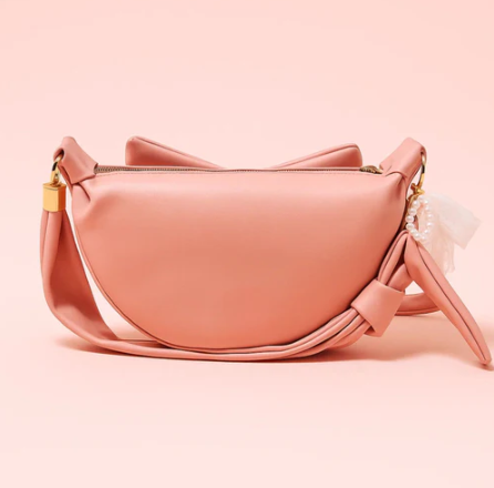 Round Bow Sling Bag - Baby Pink