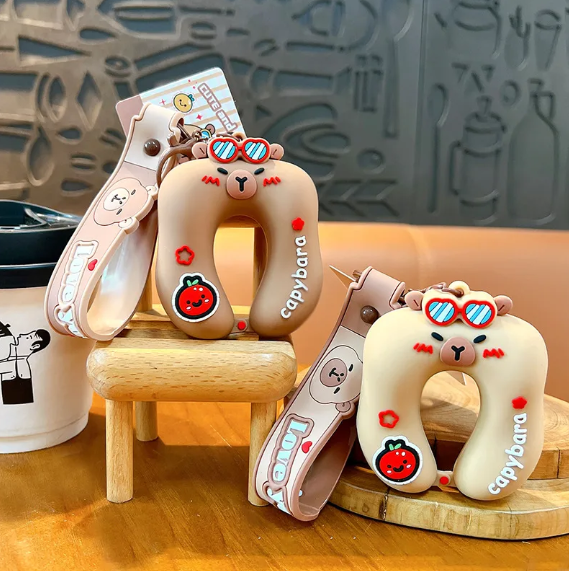 Capybara Neck Pillow Keychain / Bag Charm