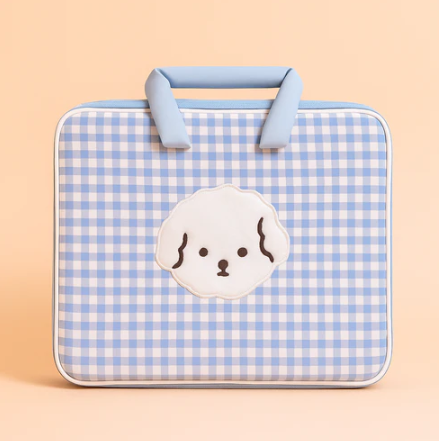 Blue Gingham Dog Laptop Bag