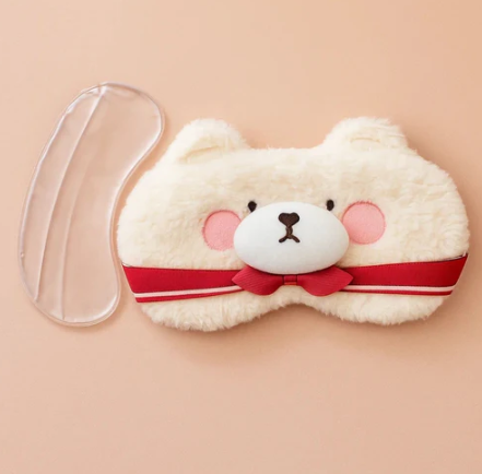 Pink Tie Bear Cooling Eye Mask