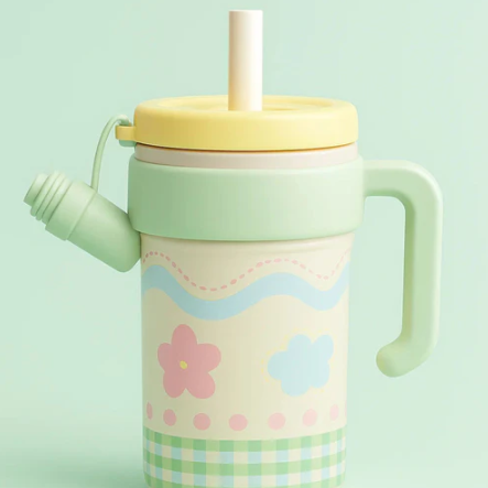 Green Gingham Stainless Steel Tumbler