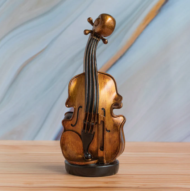 Vintage Violin Money Bank Sculpture