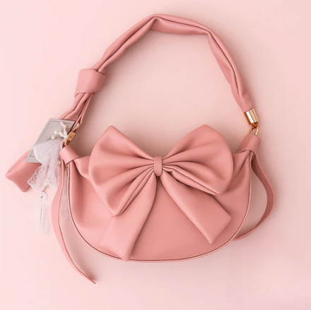 Round Bow Sling Bag - Baby Pink