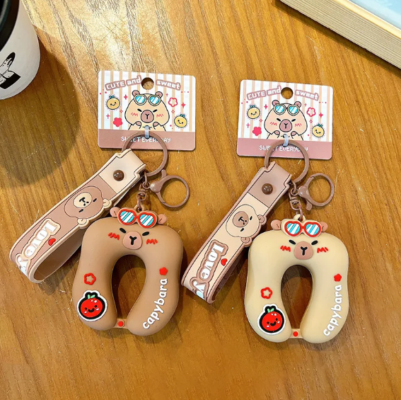 Capybara Neck Pillow Keychain / Bag Charm