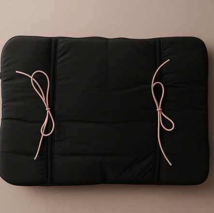 Black Puffed Bow Laptop Sleeve