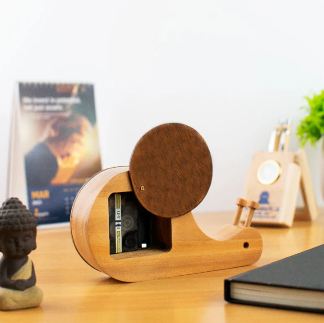 Wooden Snail Table Clock