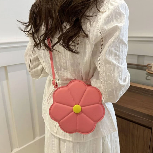 Faux Leather Flower Sling Bag