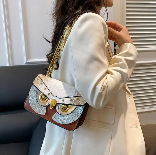 Faux Leather Owl Sling Bag