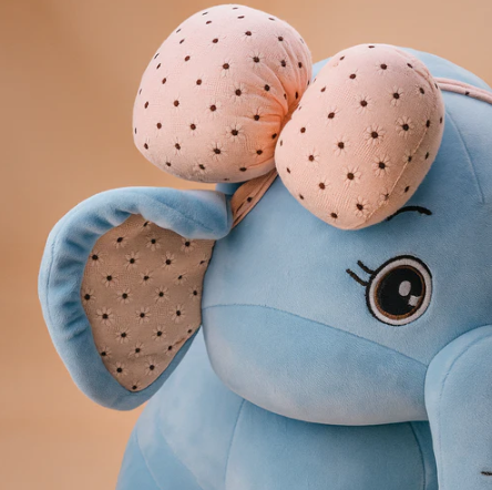 Bow Elephant Plush Toy Blue - Large