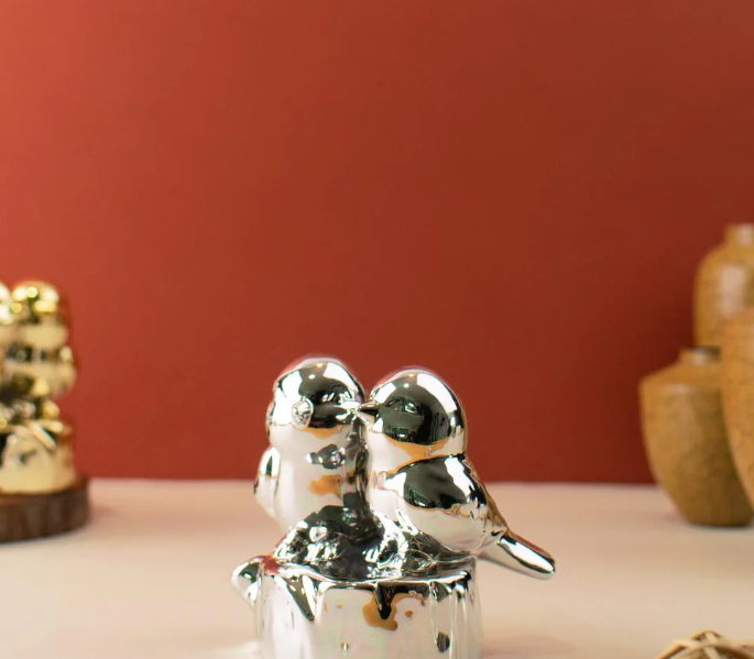 Radiant Gold & Silver Birds Figurine