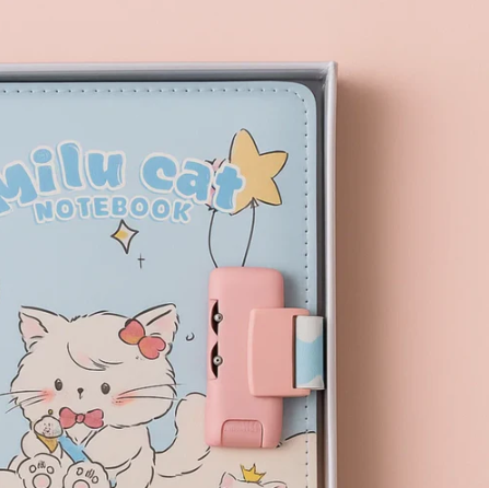 Milu Cat Notebook - Rainbow Dreams