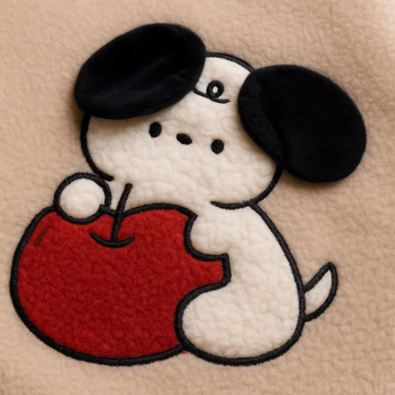 Red Apple Dog Furry Tote bag