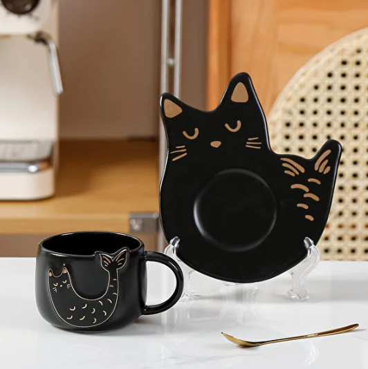 Cat Fish Coffee Cup with Plate