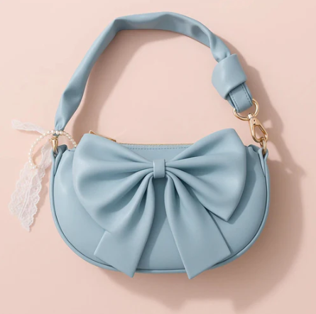 Round Bow Sling Bag - Powder Blue