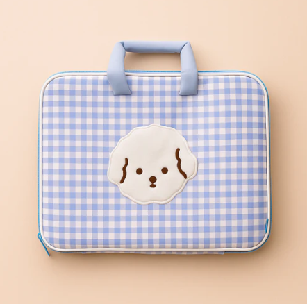 Blue Gingham Dog Laptop Bag