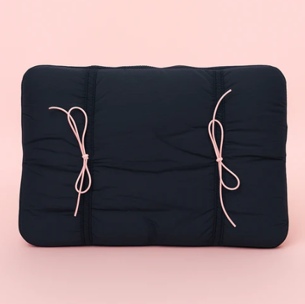 Black Puffed Bow Laptop Sleeve