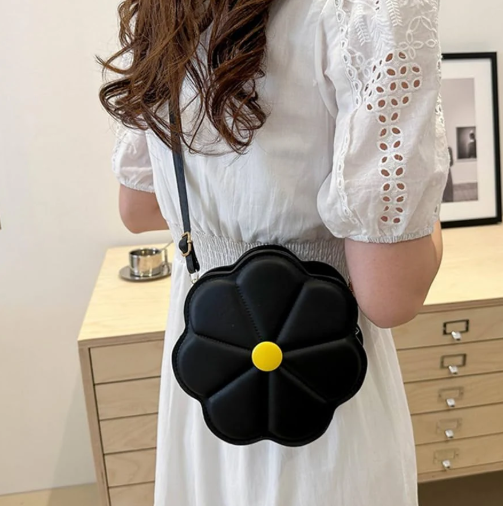 Faux Leather Flower Sling Bag