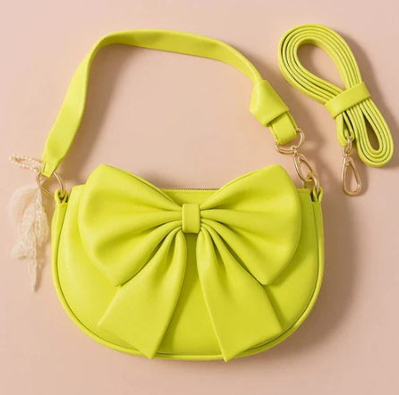 Round Bow Sling Bag - Lime Green