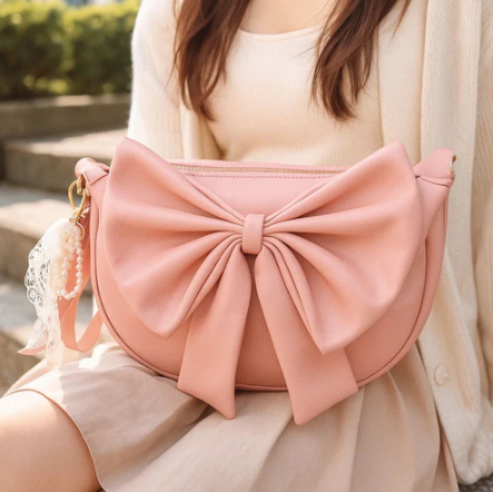 Round Bow Sling Bag - Baby Pink