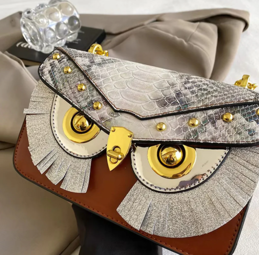 Faux Leather Owl Sling Bag