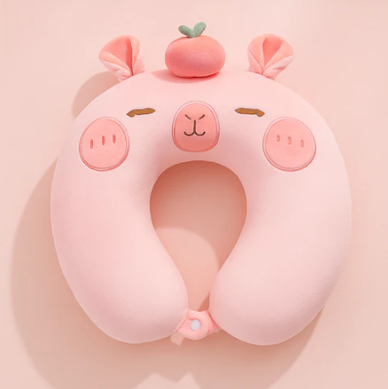 Pink Capybara Neck Pillow (Memory Foam)