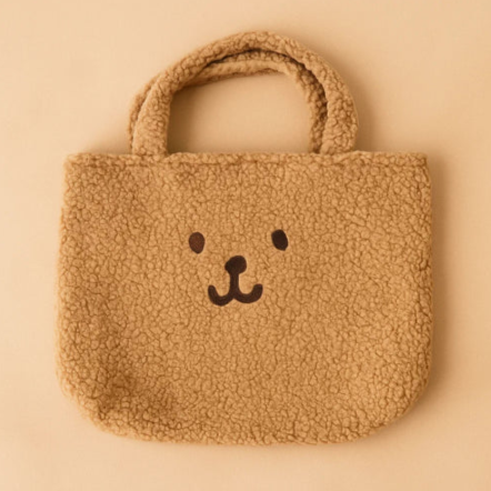 Reversible Brown Bear Furry Tote Bag