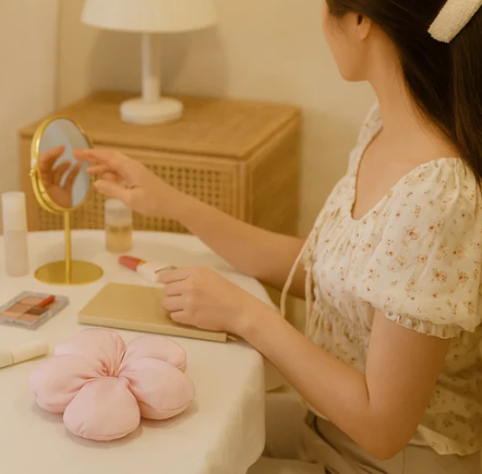 Puffy Flower Pink Scrunchie