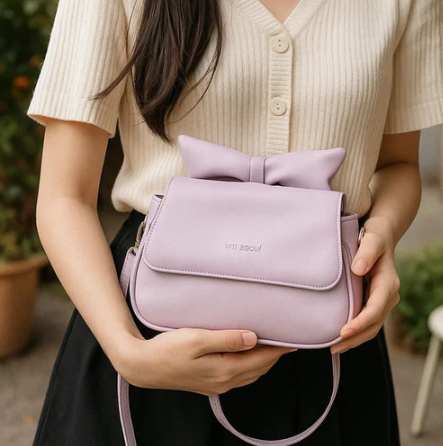 Puffed Bow Top Sling Bag