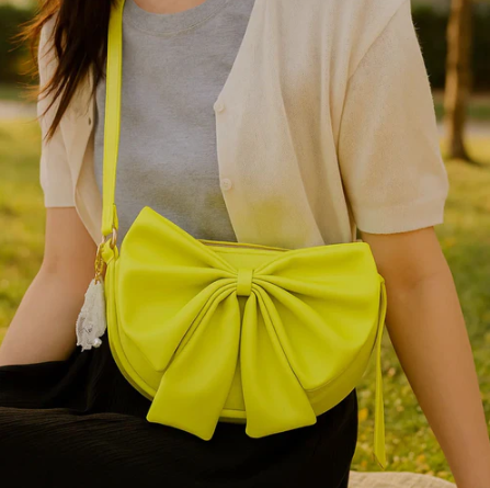 Round Bow Sling Bag - Lime Green