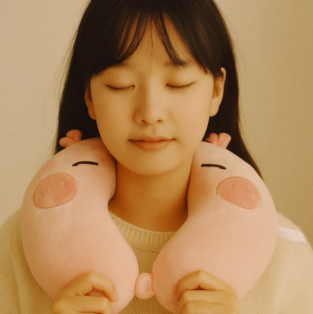 Pink Capybara Neck Pillow (Memory Foam)