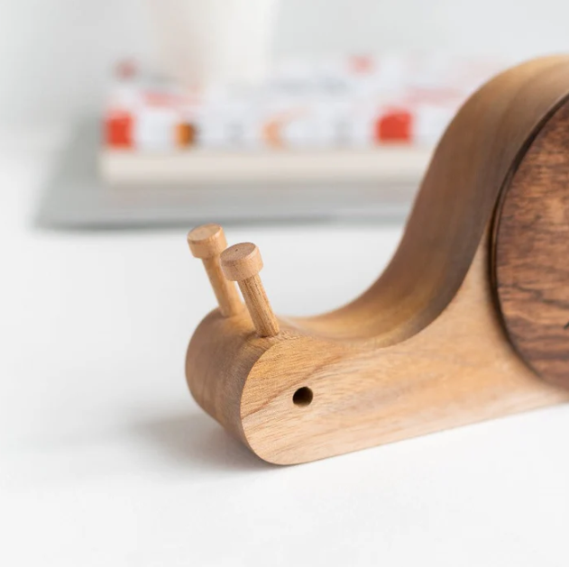 Wooden Snail Table Clock