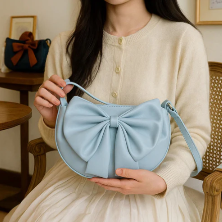 Round Bow Sling Bag - Powder Blue