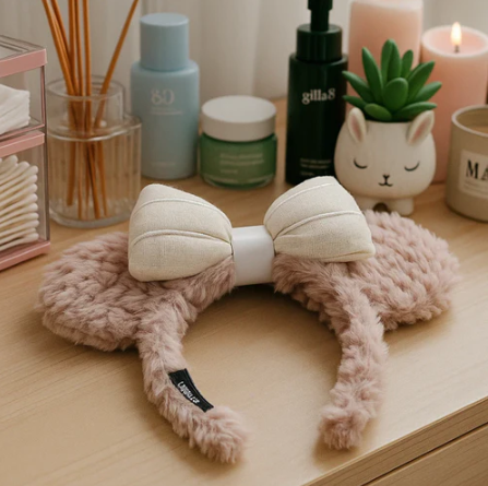 Mickey Ears With Bow Skincare Headband Pink Hard