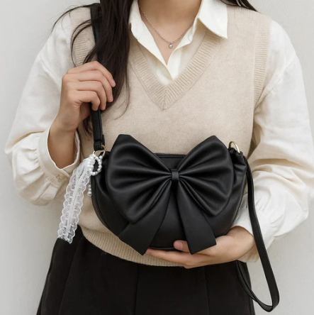Round Bow Sling Bag - Black