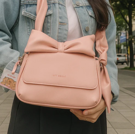 Puffed Bow Top Sling Bag