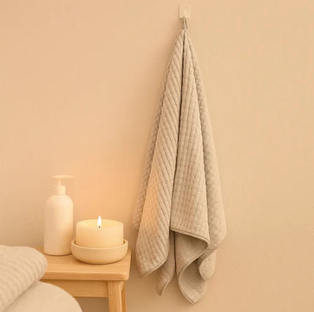 Block Pattern Microfibre Towel - Grey (S)