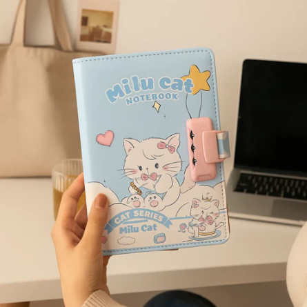 Milu Cat Notebook - Rainbow Dreams