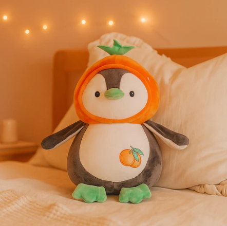 Cute Penguin Plush Toy Orange - Large