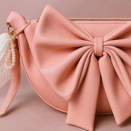 Round Bow Sling Bag - Baby Pink