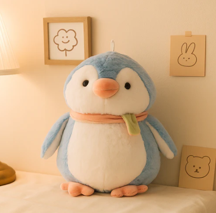 Muffler Penguin Plush Toy blue - Large
