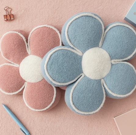 Soft Flower Pillow Blue