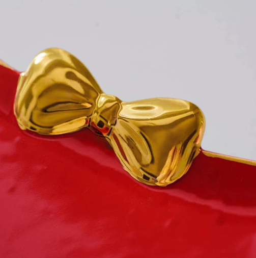 Golden Bow Cat Coffee Cup & Plate Set