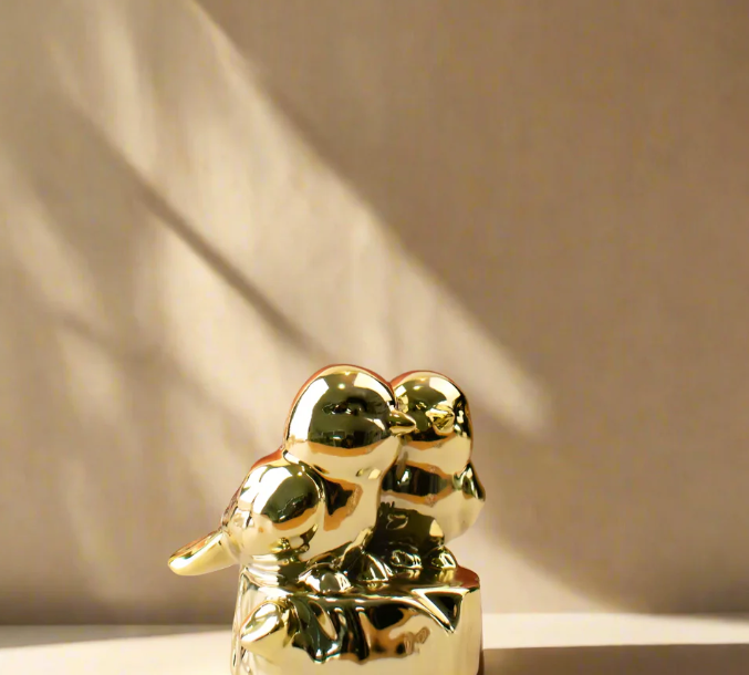 Radiant Gold & Silver Birds Figurine