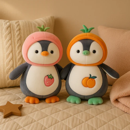 Cute Penguin Plush Toy Orange - Large
