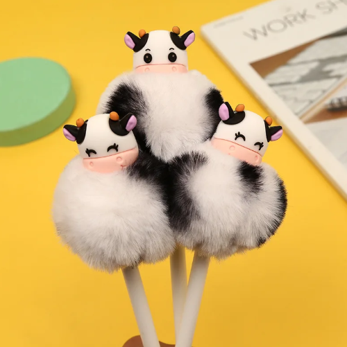 Cow Pom Pom Pen