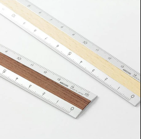 Aluminum & Wood Rulers 15cm / MIDORI
