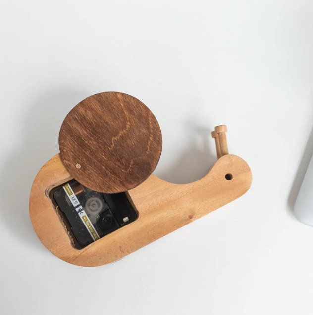 Wooden Snail Table Clock
