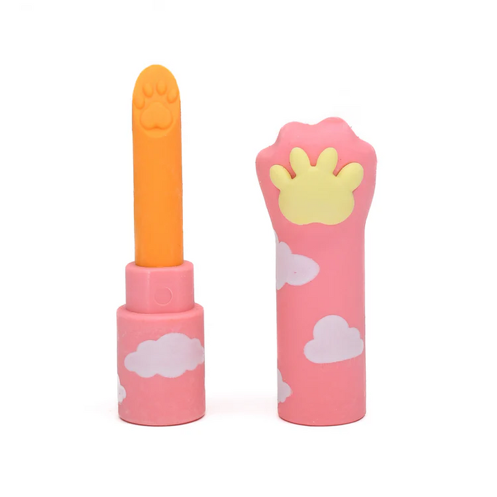 Lipstick-Shaped Eraser - Cat's Paw and Clouds